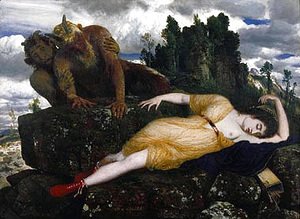 Sleeping Diana Watched by Two Fauns  1877